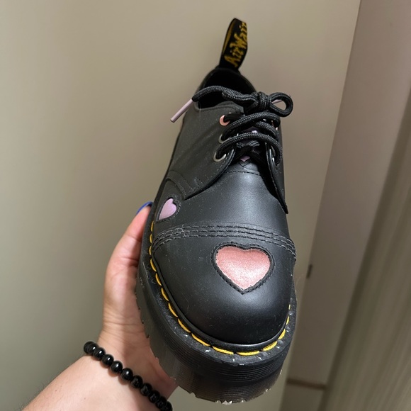 Dr. Martens Shoes - Dr. Martens Black Shoes with Pink Heart Accents